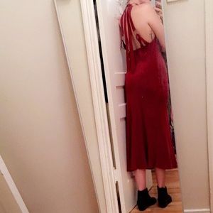 🌹 Stone Cold Fox 🦊 Stutter Gown in Red Silk 🌹