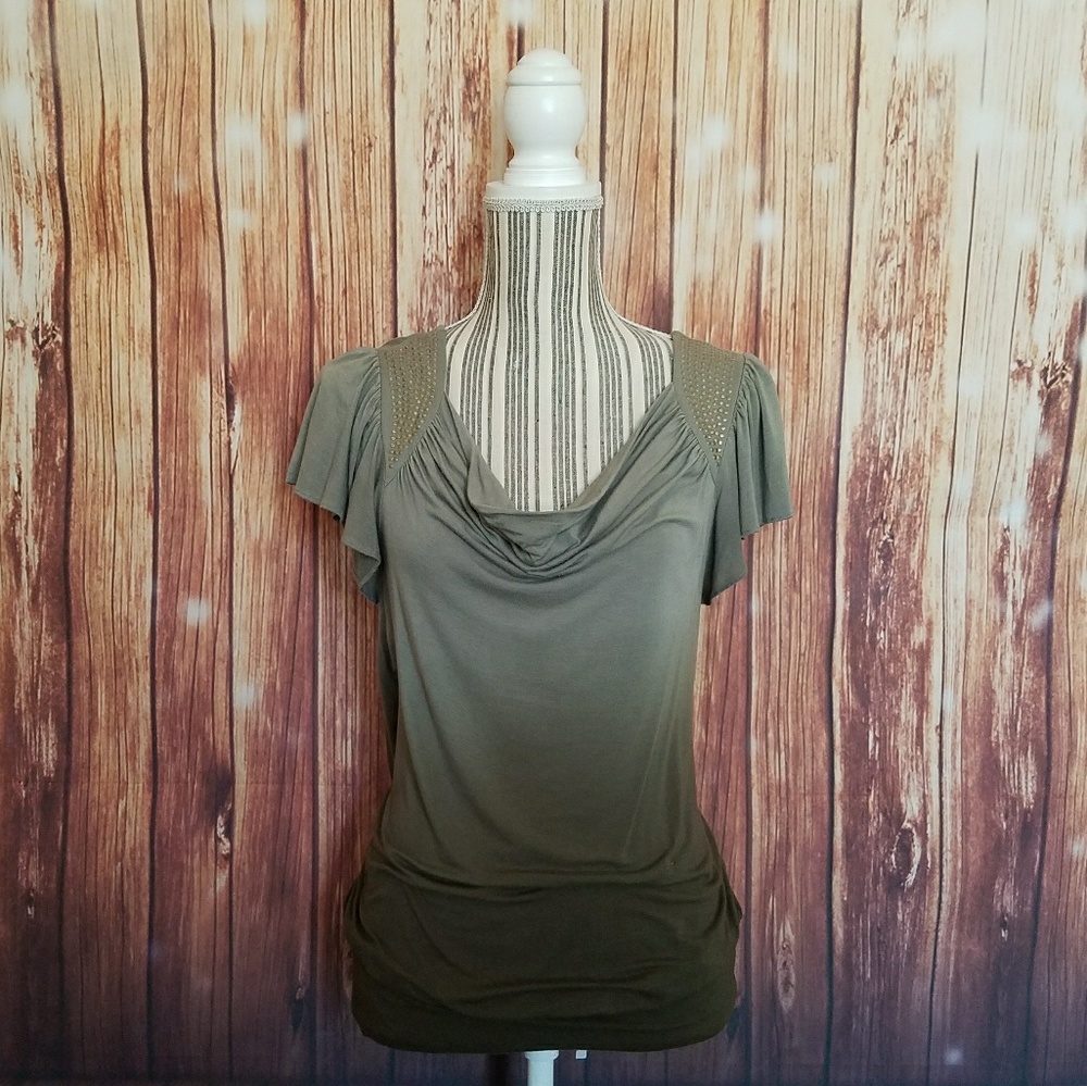 Elle ▪ Cap Sleeve Cowlneck Blouse