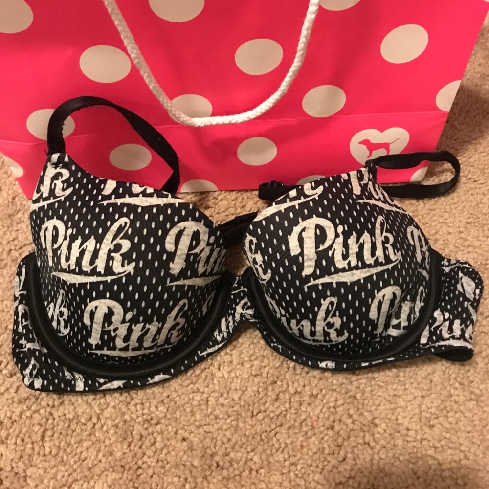 pink logo bra