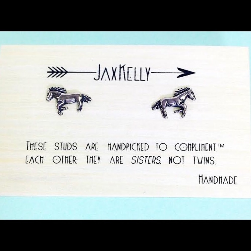 Jaxkelly Sterling Silver Horse Stud Earrings