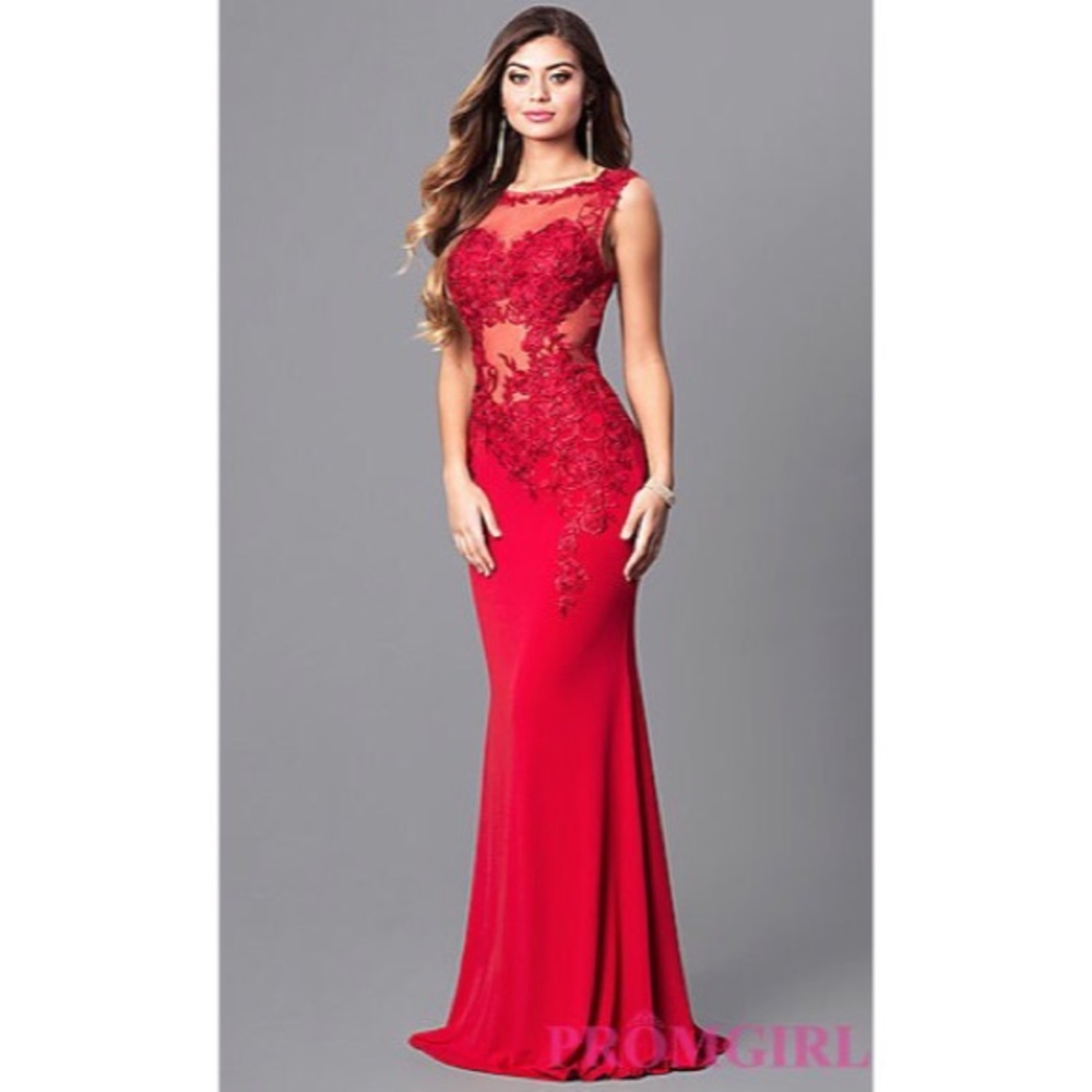 Jovani JO-JVNX103 Red Detailed Prom Dress
