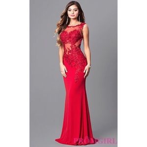 Jovani JO-JVNX103 Red Detailed Prom Dress