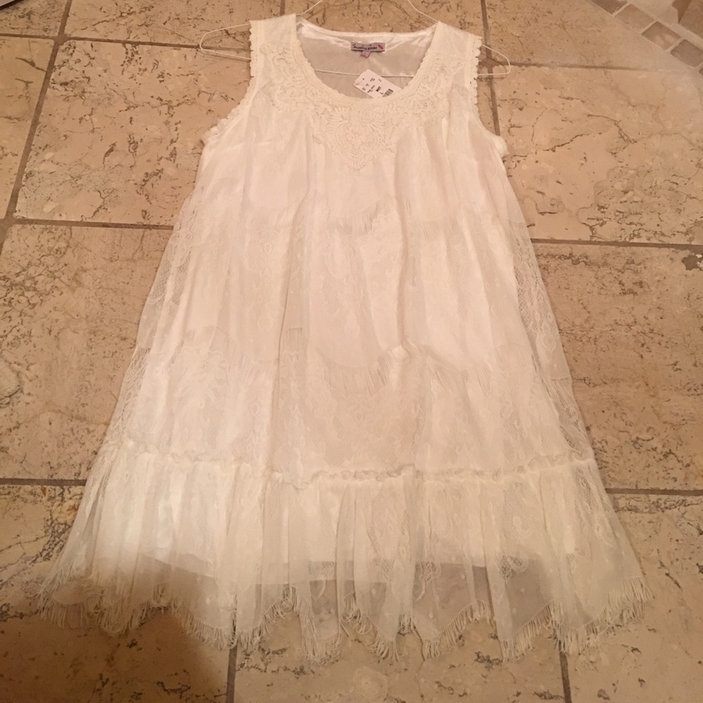 Brand new white L lined dress
