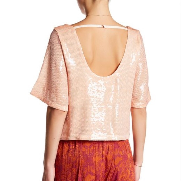 Free People Night Fever Sequin Tee size XS - Picture 2 of 5
