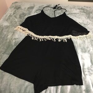 Black romper with lace detail