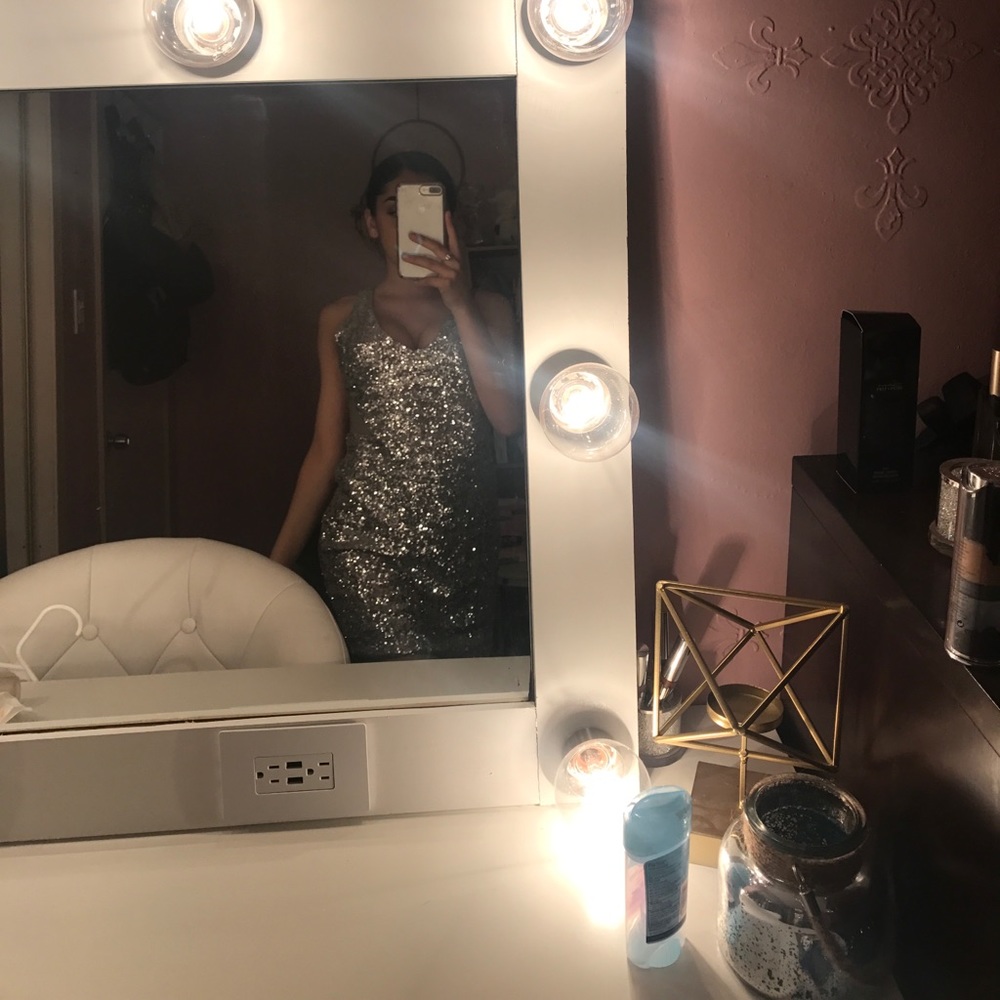 Beautiful crystal, sequence silver dress BEBE