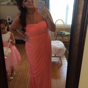 David's Bridal Coral Floor-length Gown Size 14