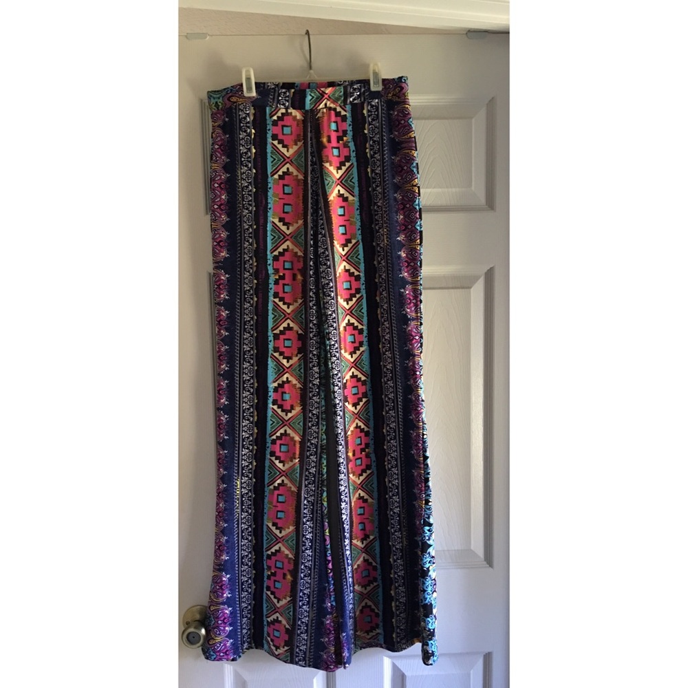 Boho wide leg long flared bell bottom palazzo pant