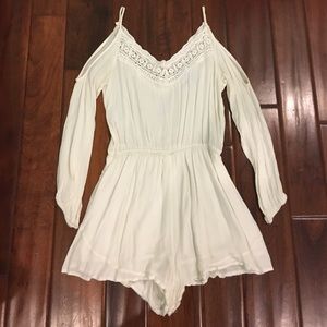 White cold-shoulder romper