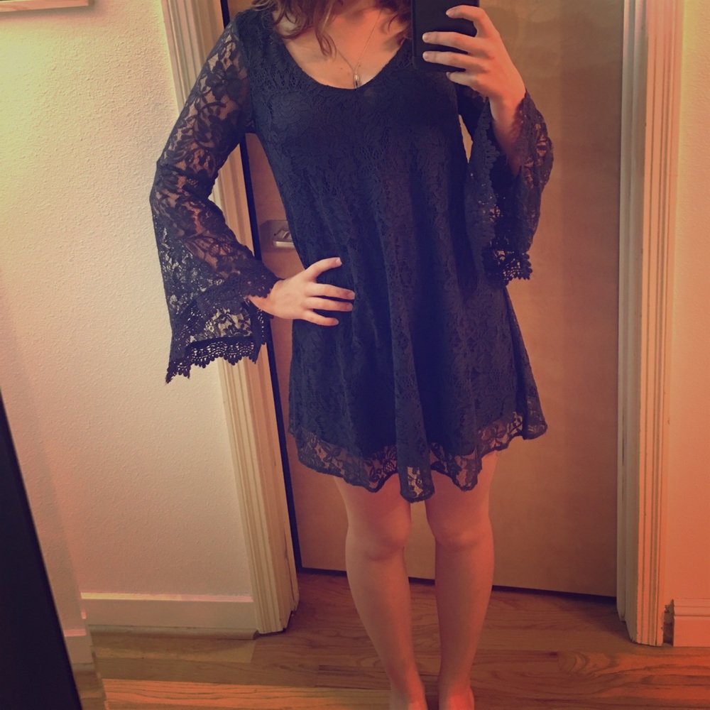 Francesca's Bell Sleeve Lace Dress