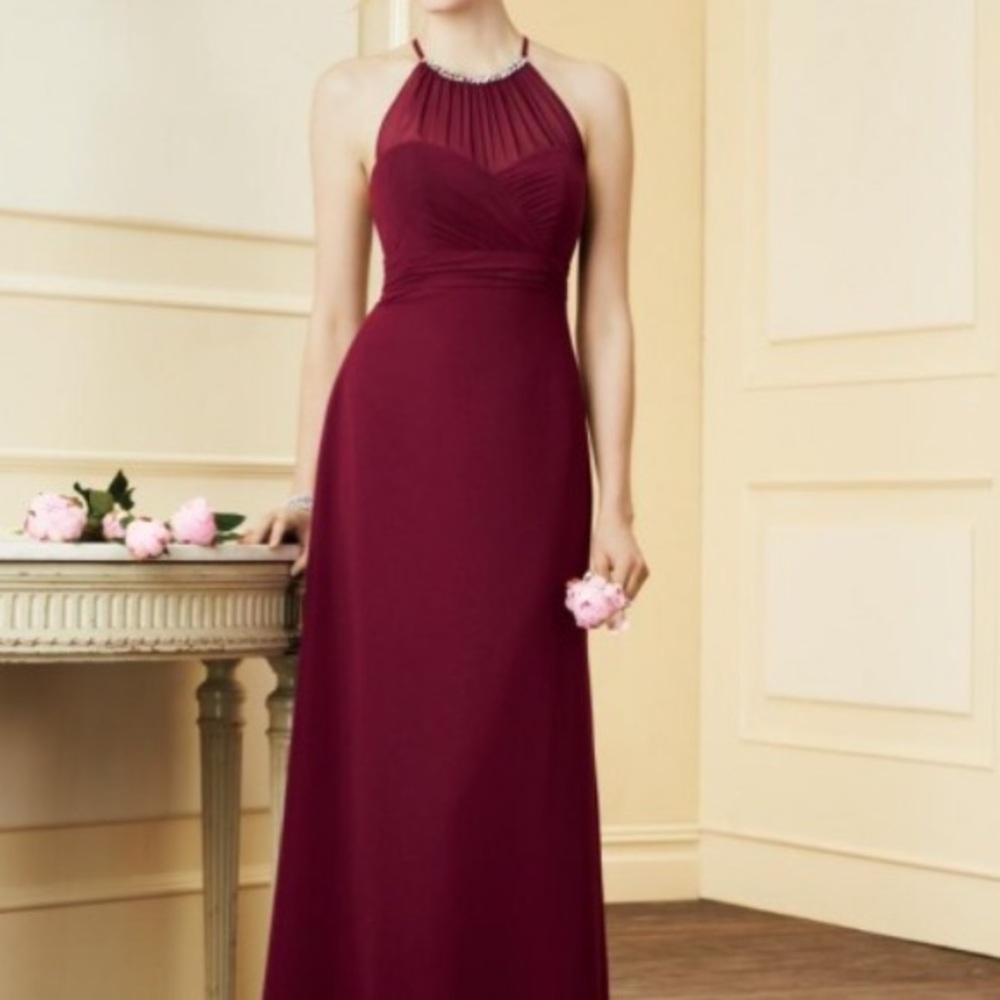 High Halter Neckline Chiffon Bridesmaid Dress