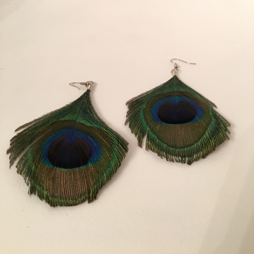 Peacock feather earrings