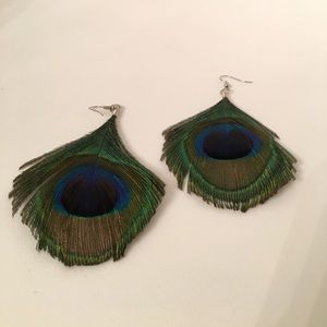 Peacock feather earrings