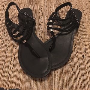 Black Rhinestone Sandals