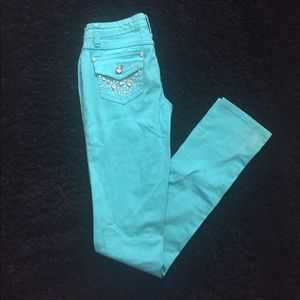 teal skinny jeans