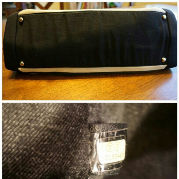 Vintage Striped CC cutout Tote 3 way shoulder bag - Picture 6 of 13