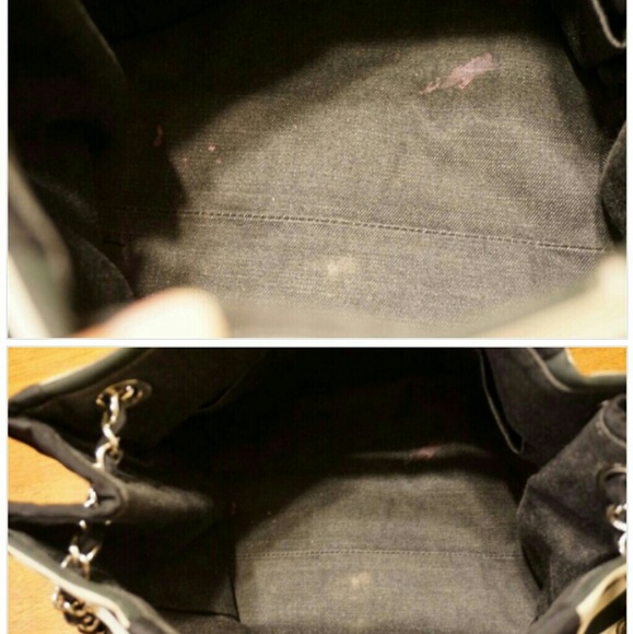 Vintage Striped CC cutout Tote 3 way shoulder bag - Picture 7 of 13