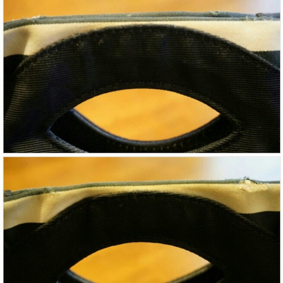 Vintage Striped CC cutout Tote 3 way shoulder bag - Picture 8 of 13