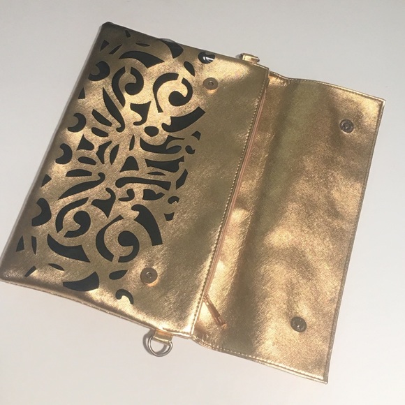 🆕Laser Cut Clutch Gold & Black - Picture 2 of 5