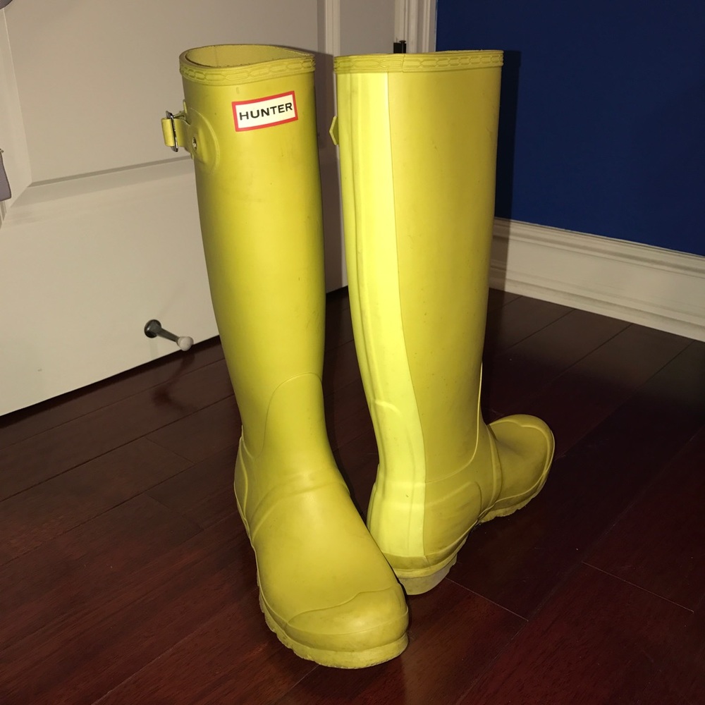 Chartreuse tall Hunter Rain Boots