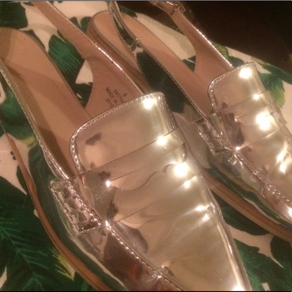 ASOS ⚓️ Metallic silver pointed-toe loafers/flats - Picture 7 of 7