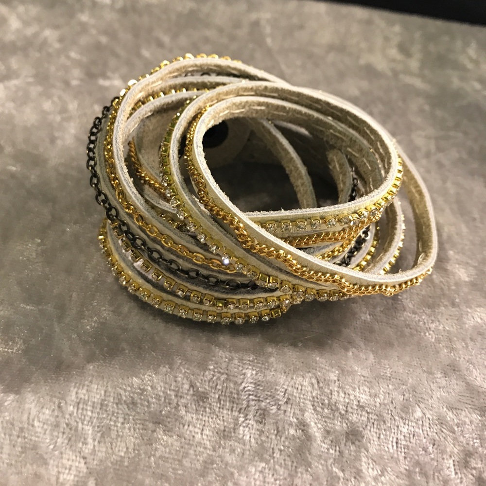 Gold and cream wrap bracelet