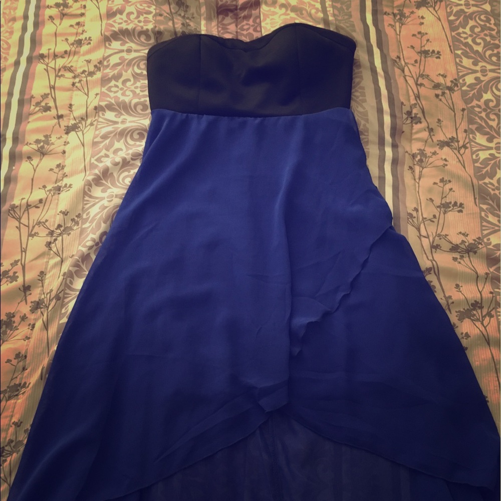 Black and Blue High Low Formal Dress