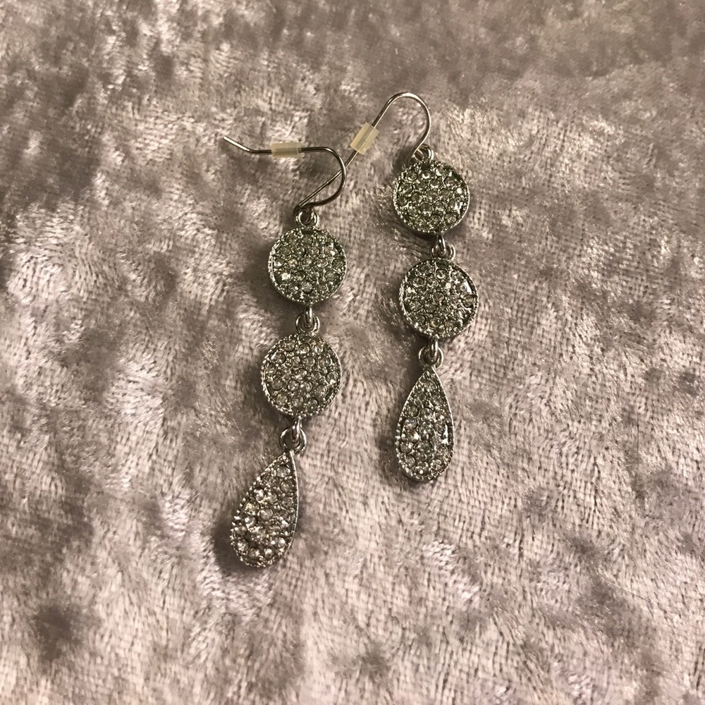 Silver and diamond earrings