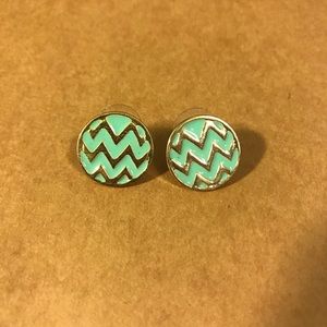 Mint and gold chevron earrings