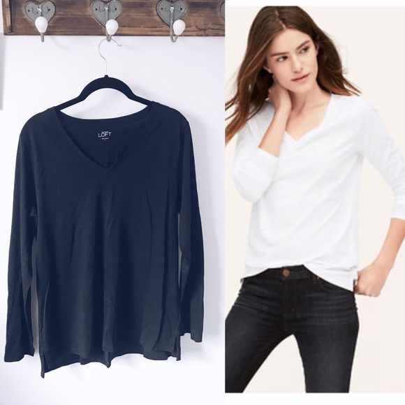 LOFT long sleeve vneck top - Picture 1 of 3