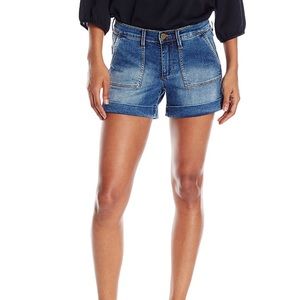Faith Mid Rise Roll Cuff Blue Jean Shorts