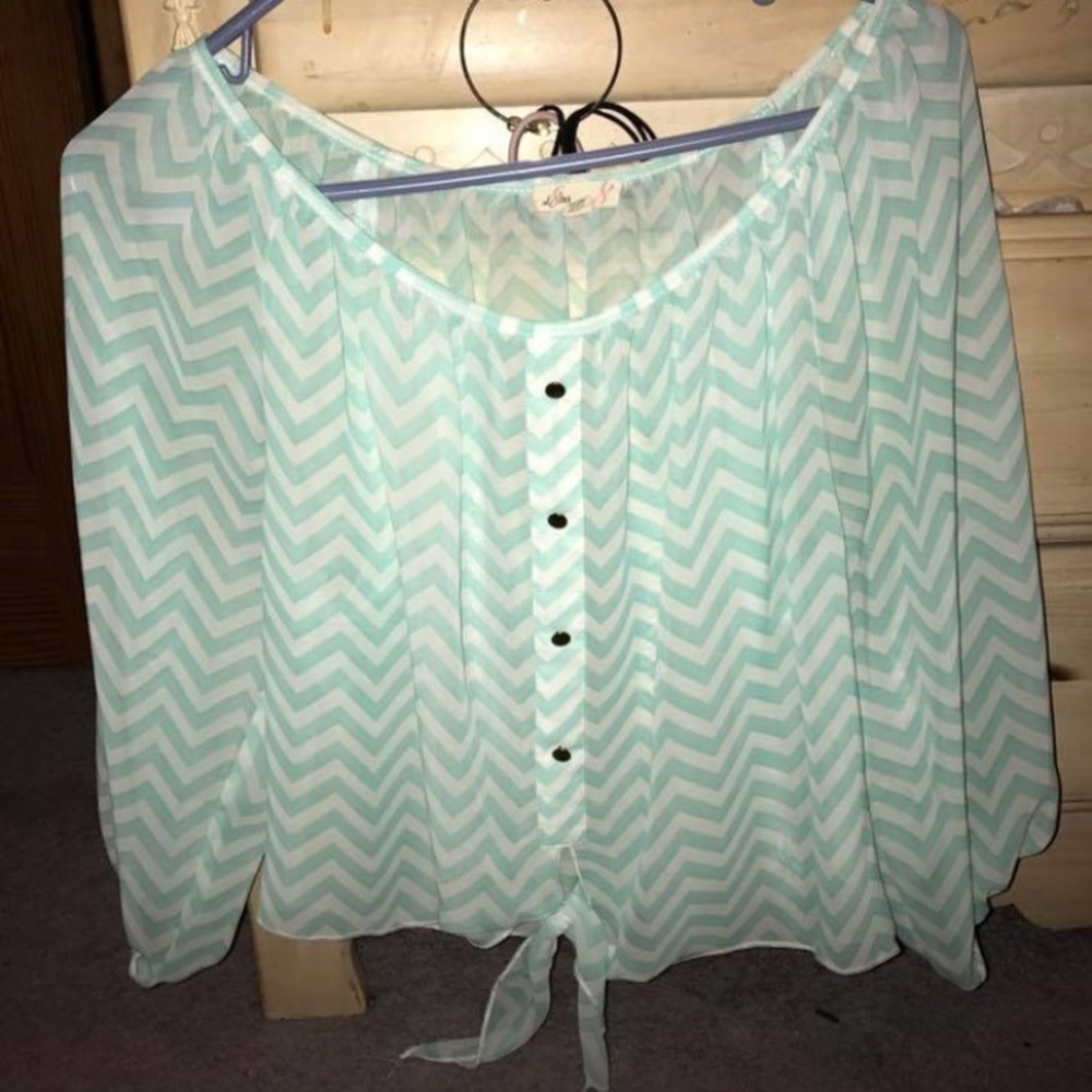 Chevron print sheer blouse