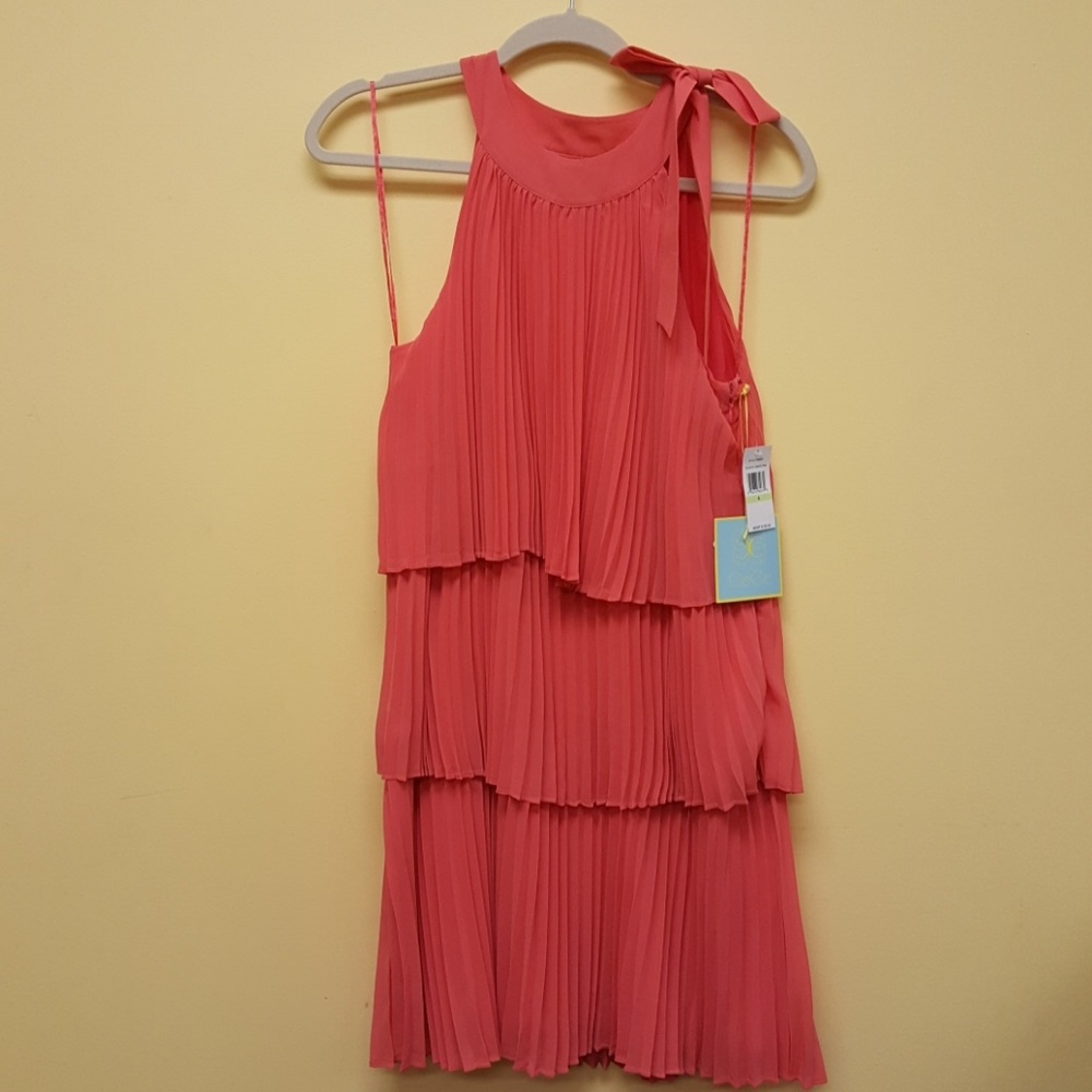 Ce Ce Ginger Pink high neck  tiered dress 4 NWT