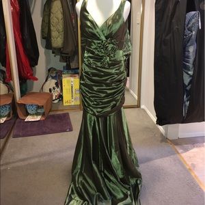 Olive green tight prom dress