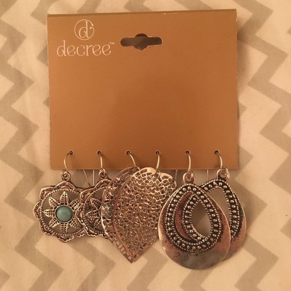 Set of 3 Silver Earrings