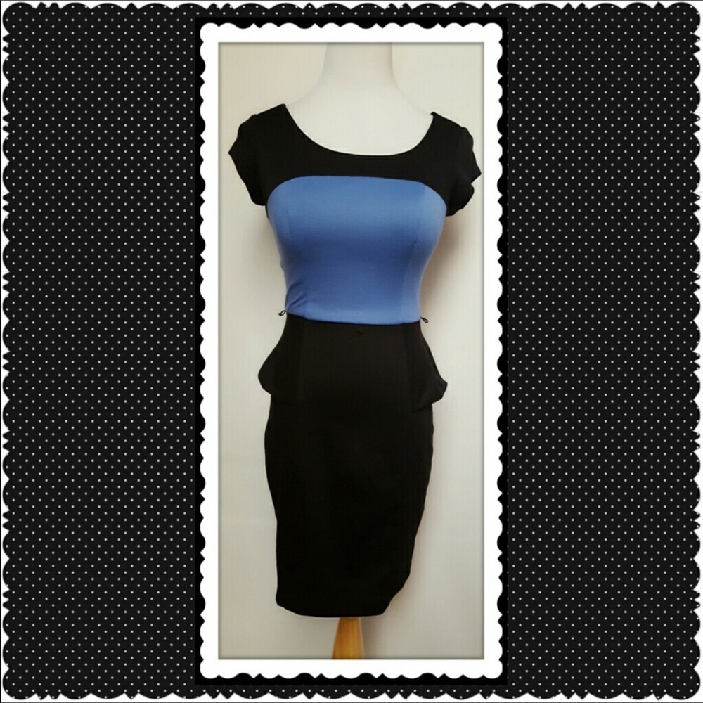 ‼️SALE‼️ Black & Blue Peplum Dress 👗