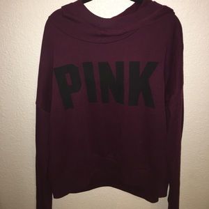 Victoria's Secret Pink maroon cowl neck hoodie