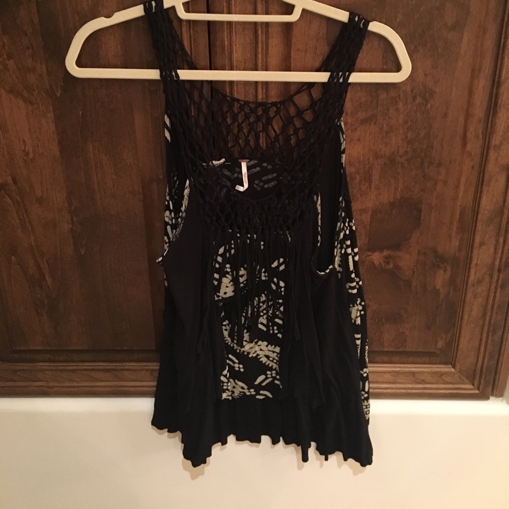 Boho style tank with fringe and crochet