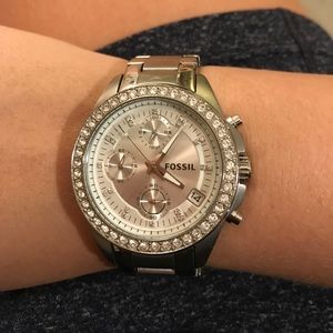 Silver fossil watch