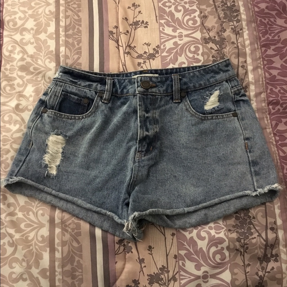 High waisted jean shorts