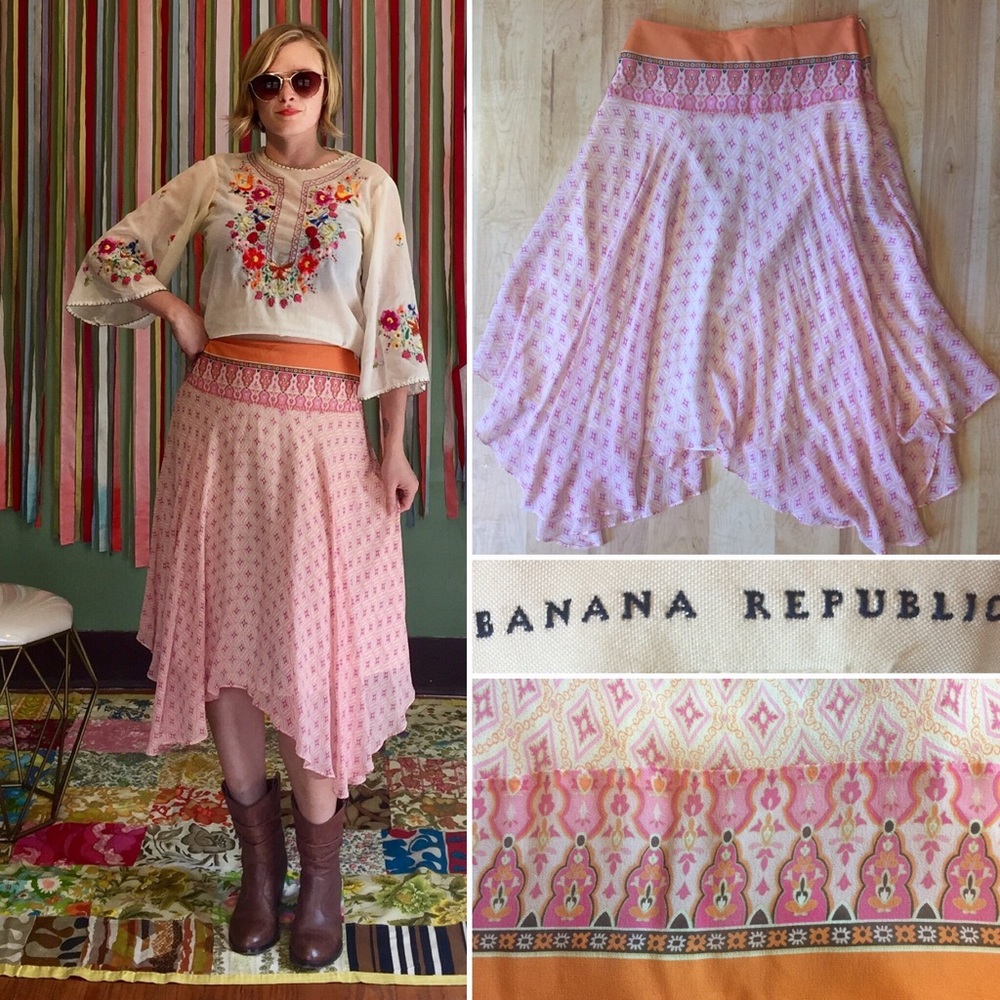 Banana Republic Silk Boho Skirt Size 4