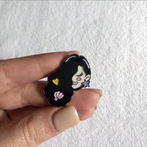 Mermaid girl goth punk rocker enamel pin