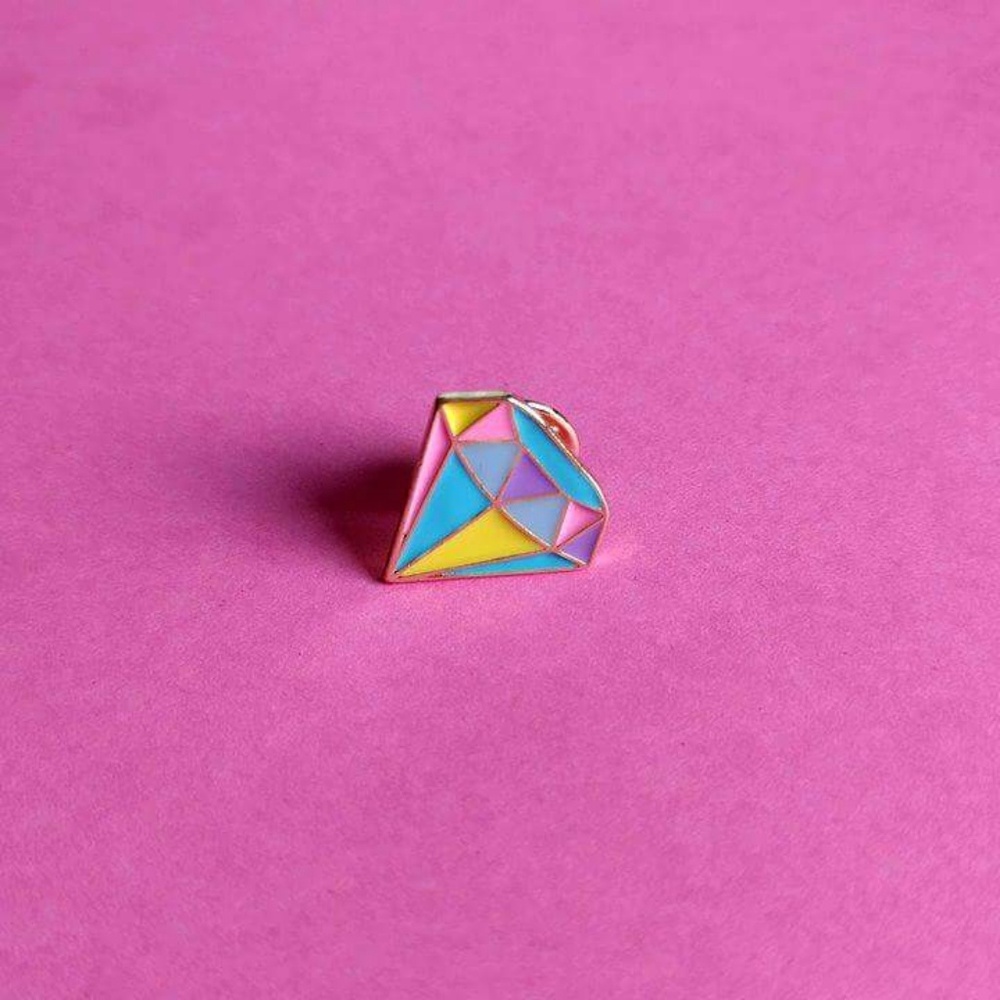 Diamond enamel pin brooch