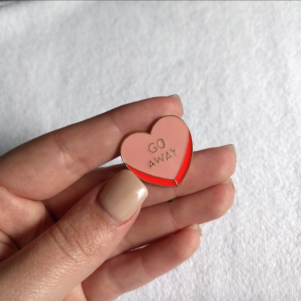 Go away sweetheart Valentine enamel pin brooch