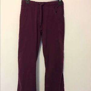 Healing Hands wine colored XS scrub pants