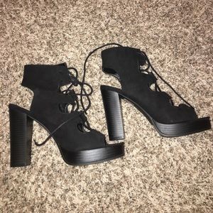 Lace up high heels