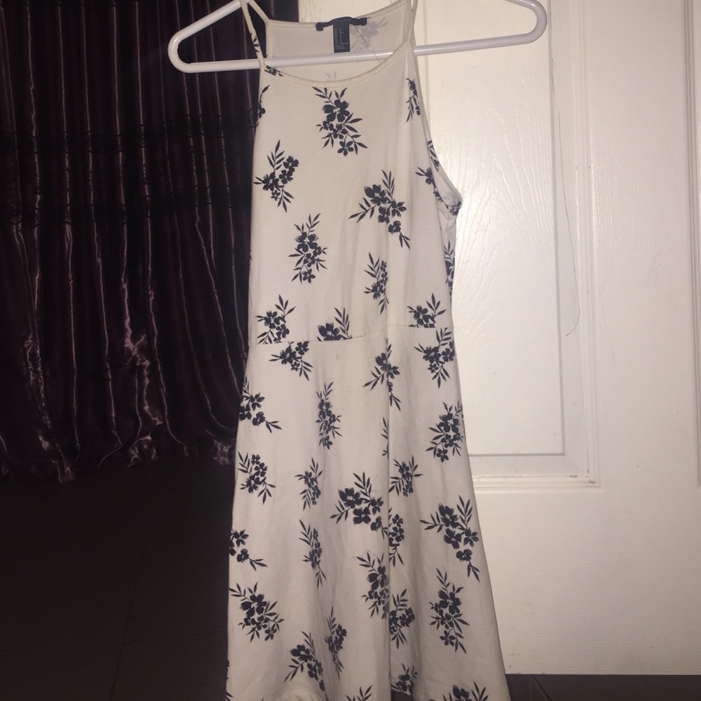 White with black flowers cute dress