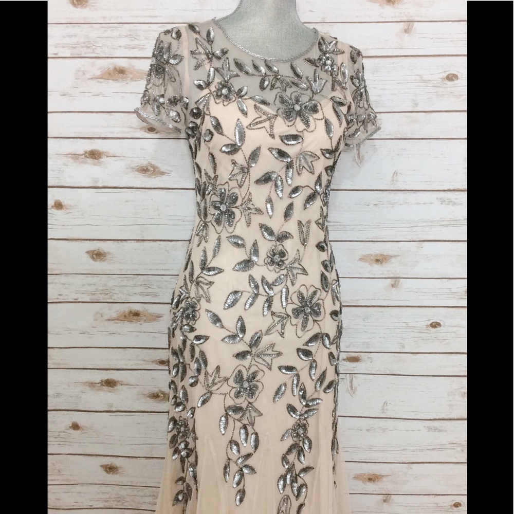 Adrianna Papell Floral Beaded Mermaid Gown