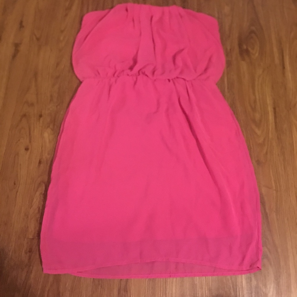 Hot pink strapless dress