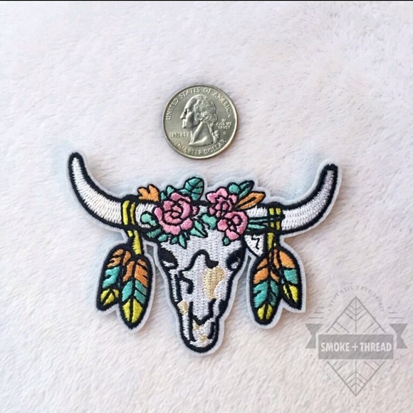 Accessories - Floral ram skull iron on Patch